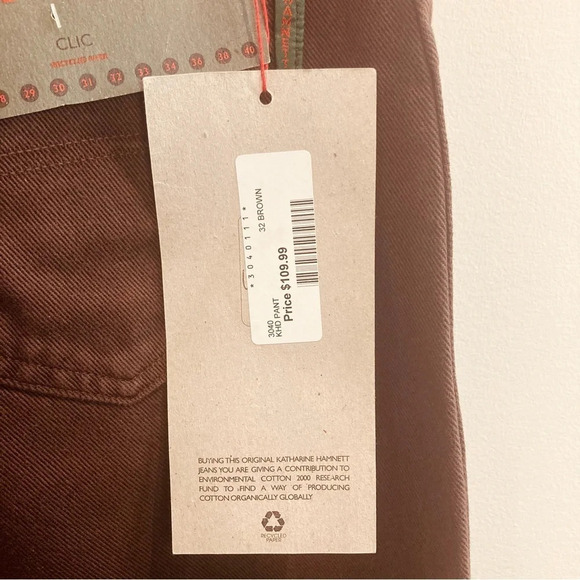 KATHARINE HAMNETT Sz 32 Tapered Slim Leg High Rise Jeans in Brown NWT - Picture 4 of 11